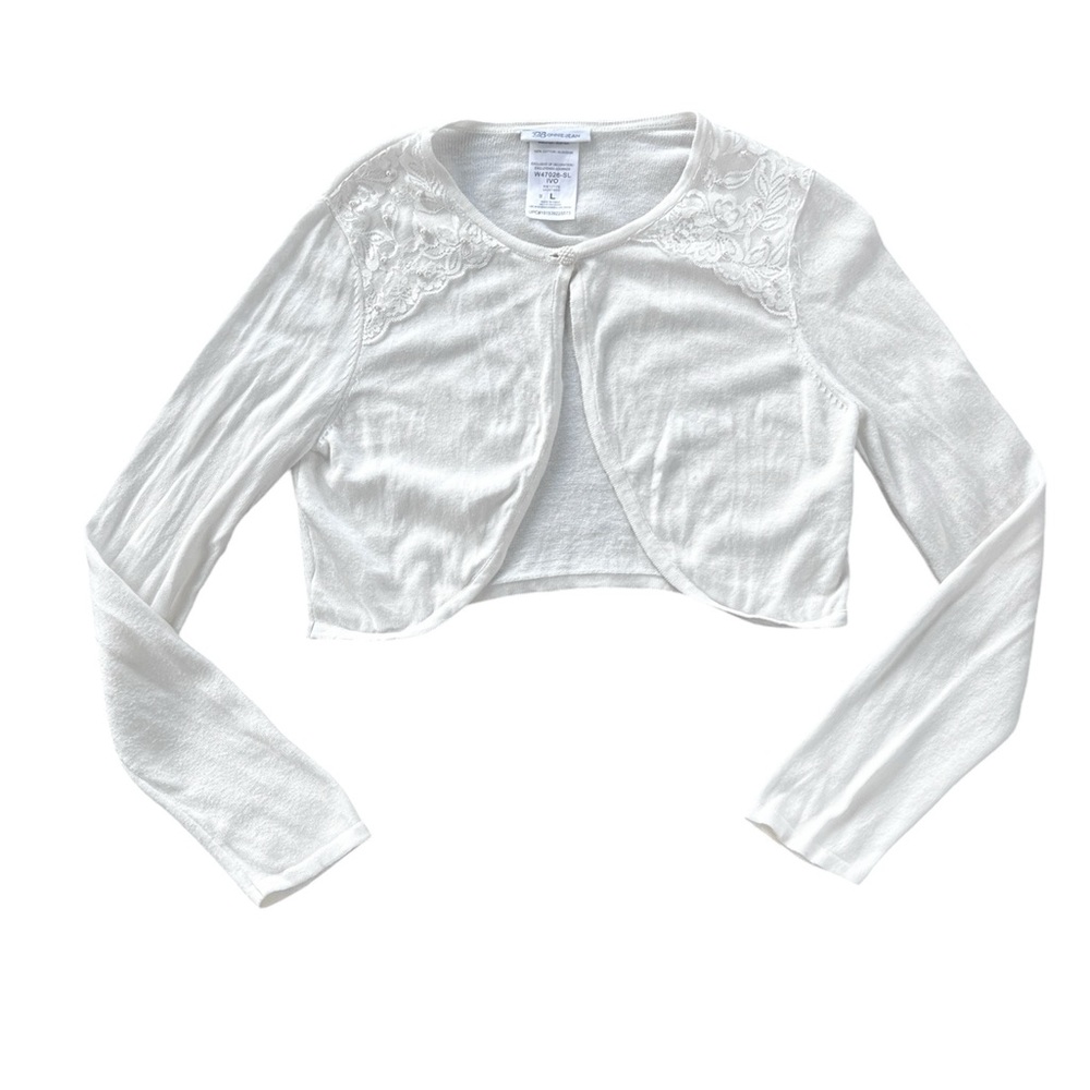 Bonnie Jean Girls Ivory Cropped Cardigan